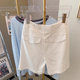 White cotton and linen suit shorts for women in summer thin high-end casual and versatile five-point pants A-line wide-leg pants ins