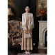 To He Wonderland's new Chinese heavy workmade blooming flower embroidery stitching lace jacket+half skirt
