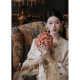To He Wonderland's new Chinese heavy workmade blooming flower embroidery stitching lace jacket+half skirt
