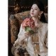 To He Wonderland's new Chinese heavy workmade blooming flower embroidery stitching lace jacket+half skirt
