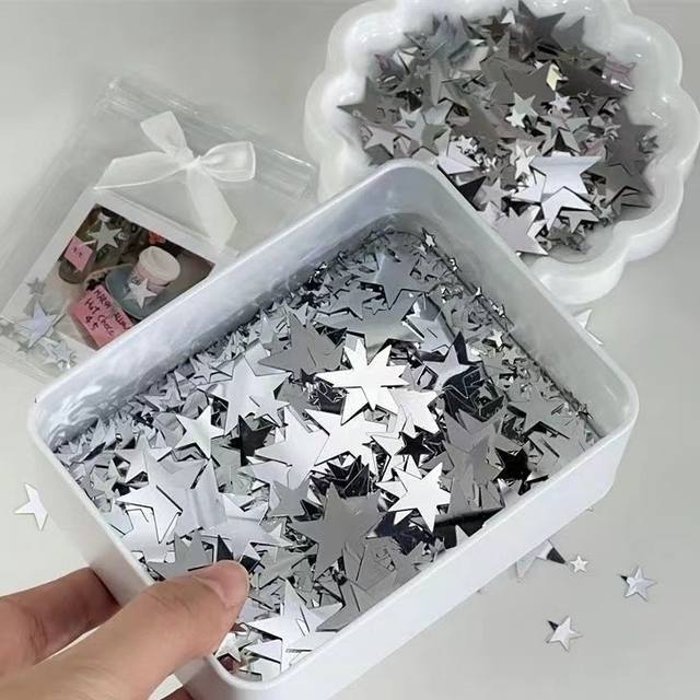 Silver star sequins ins wind and high appearance card bag DIY decoration filling ornament decoration accessories patch
