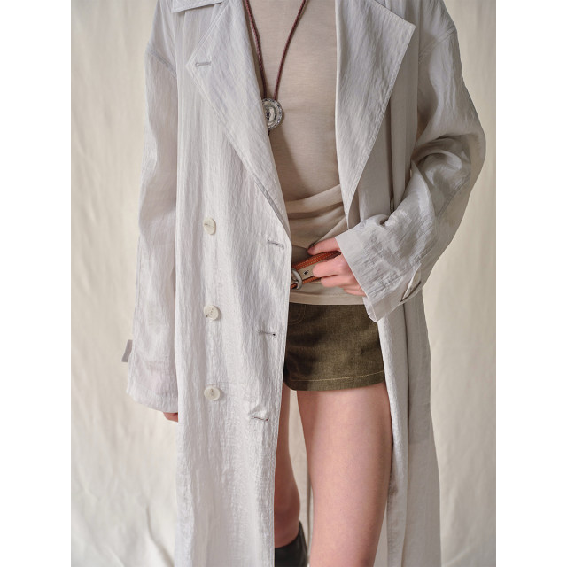 SONGTAG lycel nylon blended inner printed fabric classic double-breasted silhouette light and thin windbreaker