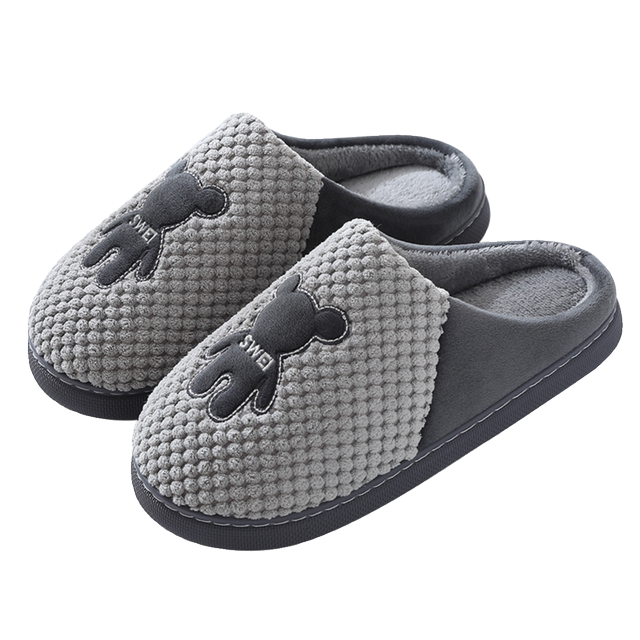 Cotton slippers Men's interior home home home home house non -slip thick bottom, lush velvet, warm and warm, wearing cotton slippers men
