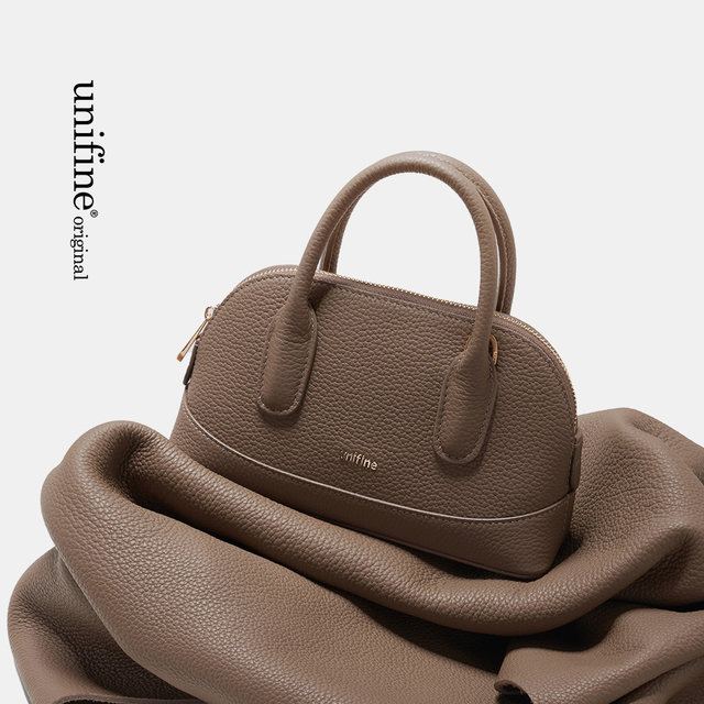 UNIFINE original design first-layer cowhide frog bag single shoulder crossbody handbag women's shell bag autumn new style