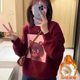 Cartoon printed short velvet sweatshirt for women 2025 spring, autumn and winter new loose slim and thickened casual top trendy