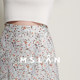 MSLAN spring and summer elegant retro printed skirt slit midskirt MFBV8203