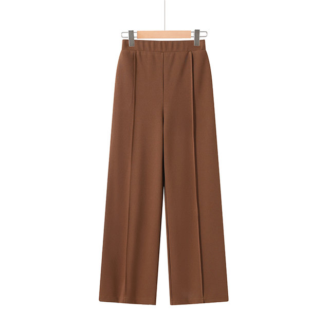 Mom's autumn and winter trousers, versatile casual straight-leg pants for middle-aged and elderly women, elastic waist, loose elastic wide-leg pants