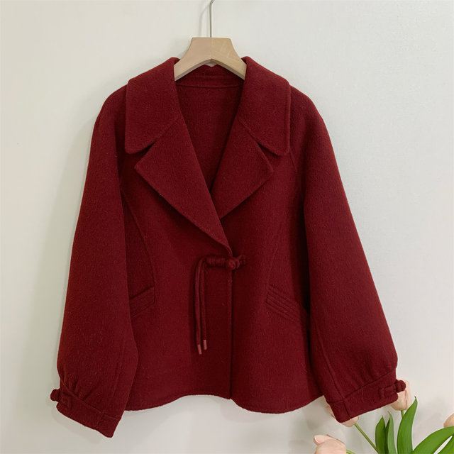 Middle-aged and elderly women's autumn and winter woolen coats Mother's year of birth double-sided cashmere woolen coat happy mother-in-law dress