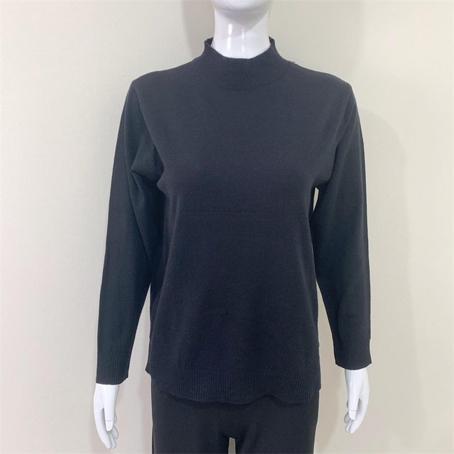 Mom's Spring and Autumn Knitted Sweater New Half-Tree Neck Solid Color Sweater Middle-aged and Elderly Women's Wear Temperament Versatile Base Shirt