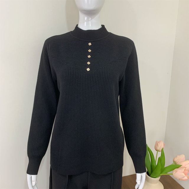 Mother's year of birth year autumn and winter clothing plus velvet thickened bottoming shirt middle-aged and elderly women's inner layer sweater red New Year's tops