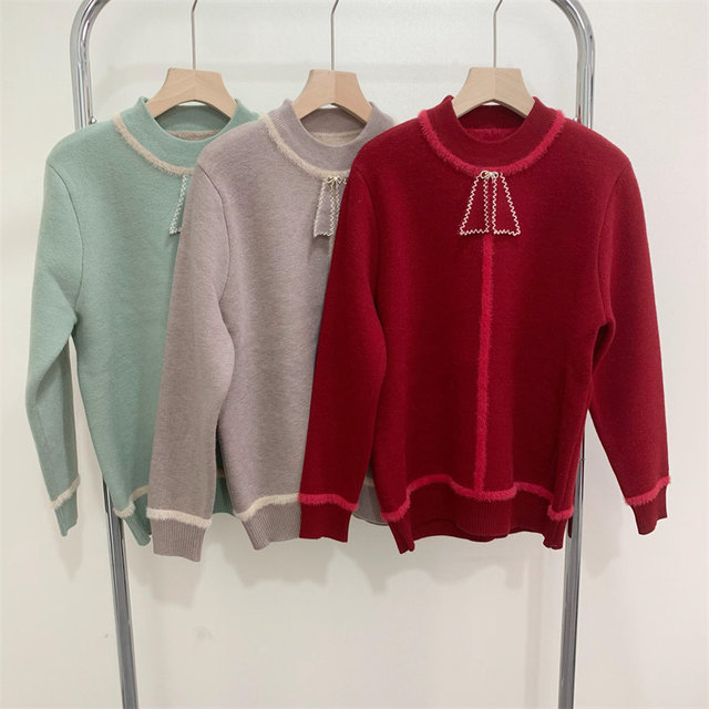 Mom's autumn and winter velvet thickened sweater winter fashion warm top middle-aged and elderly women's all-in-one velvet inner layer