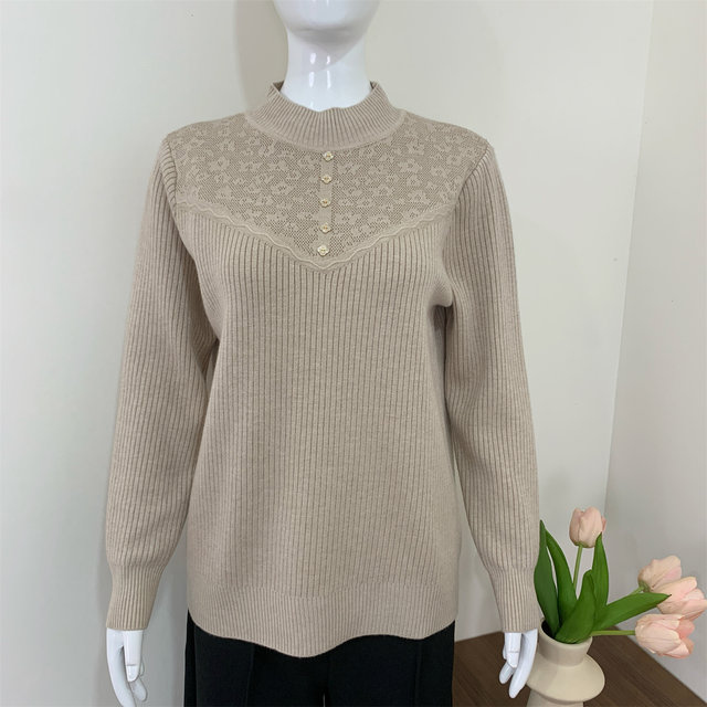 Mother's year of birth year autumn and winter clothing plus velvet thickened bottoming shirt middle-aged and elderly women's inner layer sweater red New Year's tops