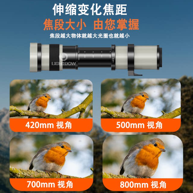 lightdow420-800mmF8.3 domestic manual telephoto mirrorless SLR telephoto lens for bird watching and moon watching