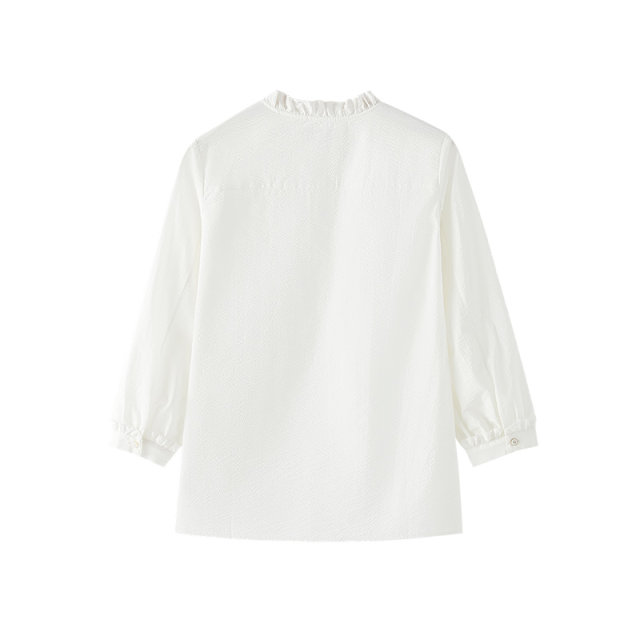 Marc O'Polo pure cotton bubble yarn 5-quarter sleeve stand-up collar long sleeve shirt