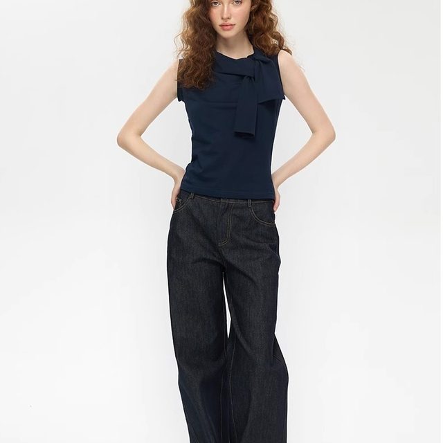 SUREENOUGH bow strap sleeveless slim niche vest vest summer women