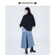 2024 autumn new blue slit denim slit spliced ​​fishtail skirt for women