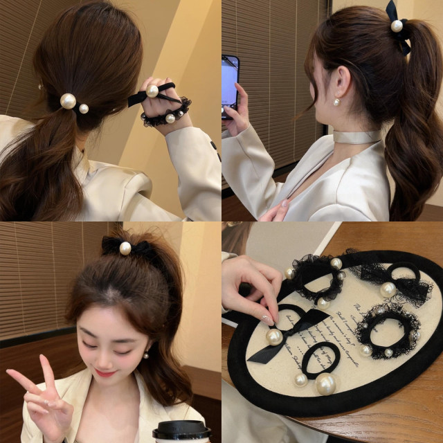 Xiao Xiangfeng Dongdaemun Bead Hair Band High Elasticity and Durable Headband Korean High-end Feeling Ball Hair Tie Hair Rope for Women
