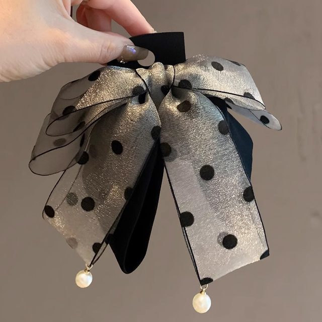 Bow high ponytail hair clip 2025 new high-end style back head half-tied hair clip hair clip headdress for women