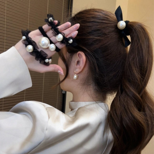 Xiao Xiangfeng Dongdaemun Bead Hair Band High Elasticity and Durable Headband Korean High-end Feeling Ball Hair Tie Hair Rope for Women