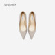 Nine West/Jiuxi 2025 summer new high heels for women pointed toe suede slim heels commuting shoes for women