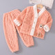 Autumn and winter girls' flannel children's pajamas winter coral velvet girls and boys baby thickened home clothes set