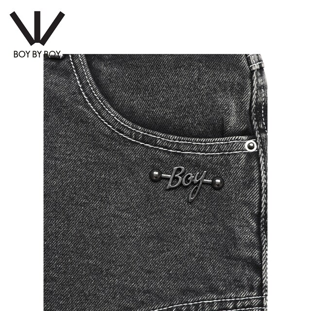 BOYBYBOY summer fashion brand women's denim shorts versatile full print pattern punk casual and comfortable W53000