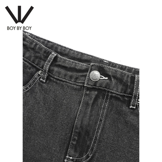 BOYBYBOY summer fashion brand women's denim shorts versatile full print pattern punk casual and comfortable W53000