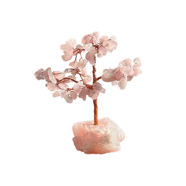 Natural pink crystal tree desktop ornaments peach tree bedroom study office home pink girl heart raw stone demagnetization