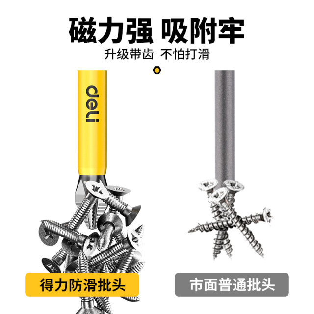 Deli anti-slip cross strong magnetic anti-slip piece head high hardness flash drill tungsten steel electric screwdriver tool set