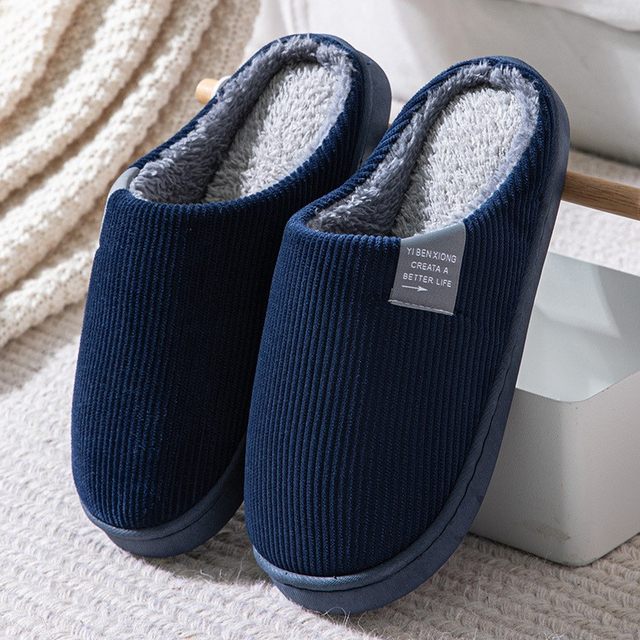 Winter new cotton slippers indoor home non-slip slippers couples hair slippers home silent soft bottom men's and women's slippers
