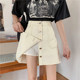 Large size black denim skirt for women in summer fat girl covering her belly and making her look slim straight A-line short skirt anti-exposure skirt pants