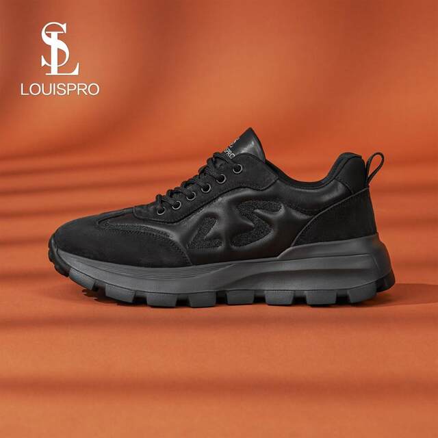 LOUISPRO light luxury men's new brand black shoes trendy fashionable casual shoes waterproof and wear-resistant outdoor sports shoes