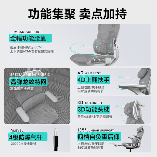 Lewa ENOVA Smart Home Waist Support Ergonomic Chair Sedentary Dormitory Comfortable Computer Office Seat Gaming Chair