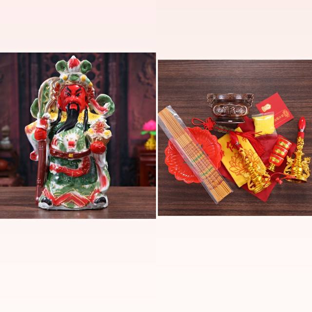 High -end ceramics Guan Erye statue Wucai Shen Guan Gong Gong Shen Gong Gong Guan Guan Yu red face Wuguan Gong
