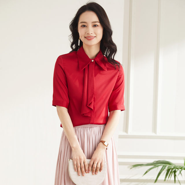 Lomon women's shirt lightweight breathable comfortable five-point sleeve business commuting casual shirt for women
