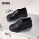Dadong Oxford Women's Shoes 2025 Autumn New Fashionable Coarse Heel Medium Heel Round Head Lace Solid Color Q0013