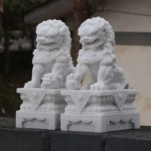 石 置き物 獅子 中国 彫刻 書-