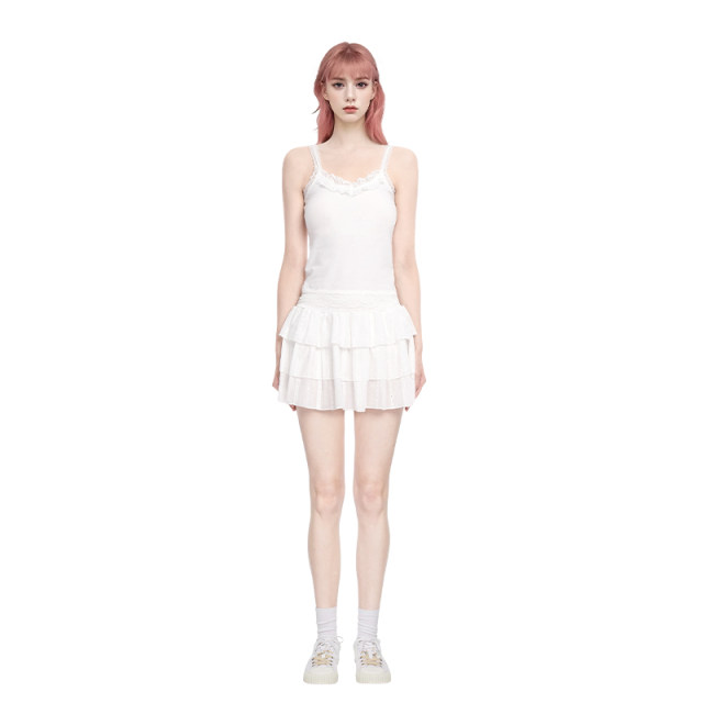 BM suspender vest for women 2025 new lace suspender pure desire pure white lace suspender vest