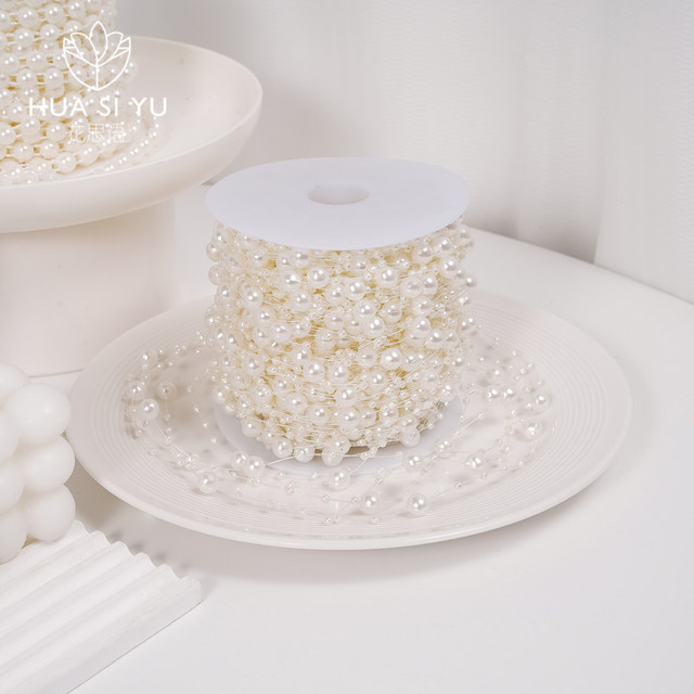 Floral pearl chain net red flower bouquet flower decorative packaging materials handmade DIY ribbon gifts flower shop materials