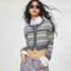 MLMR New Style Top Sweater Women's Clothes Knitted Sweater Maillard Stripe Cardigan Niche Style