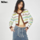 MLMR New Style Top Sweater Women's Clothes Knitted Sweater Maillard Stripe Cardigan Niche Style