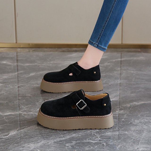 Large size 41 retro Birkenstock shoes for women 2025 new spring and autumn thick sole non-slip one-foot lazier shoes with skirt single shoes
