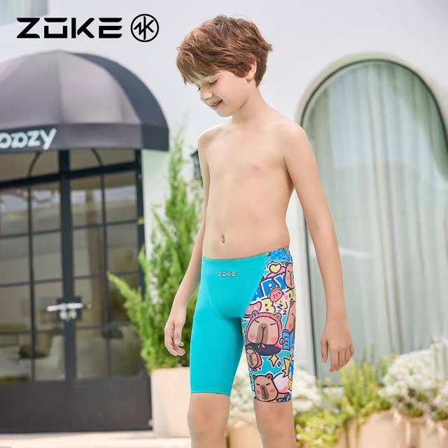ZOKE boys racing five-point swimming trunks professional training ZOKE 2025 new swimming quick-drying student competition model