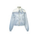 Guukahero light gray stitching satin stand -up collar collar female disassembly bow, stylish loose and versatile jacket