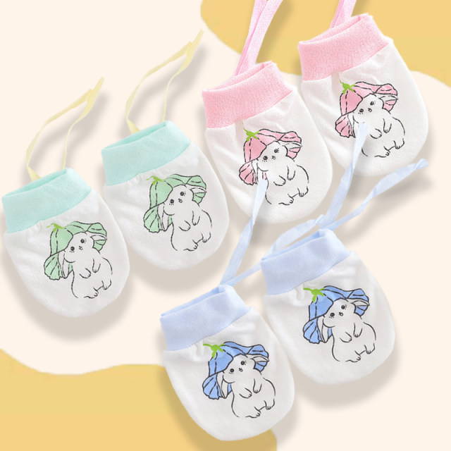 Baby gloves anti-scratch face artifact summer pure cotton thin breathable newborn baby handbag gloves newborn
