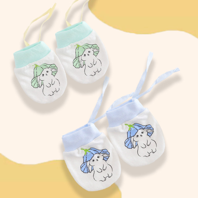 Baby gloves anti-scratch face artifact summer pure cotton thin breathable newborn baby handbag gloves newborn
