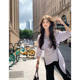 Design-sensible niche irregular striped shirt for women in early autumn Korean slim fit and waist-hugging long-sleeved shirt