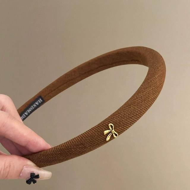 High-ceiling caramel coffee bow headband for women when going out, versatile hair accessories, hair clips, headband, face wash, hair press headband