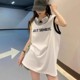 Sleeveless pure cotton T-shirt for women in summer mid-length style for outerwear with suspenders with loose age-reducing hot girls vest top
