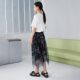 PATAVINITY summer hem asymmetric printed mesh skirt women's clothing 8F3231018
